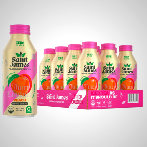 Saint James Iced Tea x Juicy Couture Limited Edition - Organic Black Tea - Non-GMO, Gluten Free, Zero Calorie, Zero Sugar - Juicy Peach, 12 Pack (16 fl oz each)