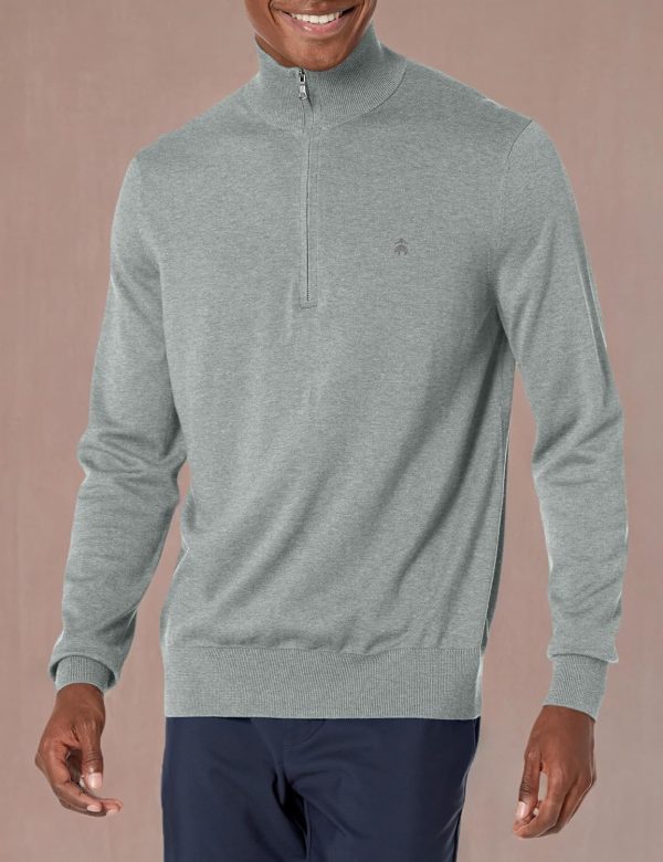 Brooks Brothers mens Supima Cotton Half-zip Logo Sweater-2