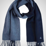 Brooks Brothers Wool and Cashmere Woven Patterned Scarf with Twisted Fringe - Men's Luxury Winter Scarf, 66" x 12"
