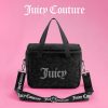 Juicy Couture Chill Couture Lunch Tote Bag With Adjustable Strap, Black Debossed Leopard Velour with Silver Juicy Rhinestones - Women's Lunch Box Bag for Work, School, Travel-3