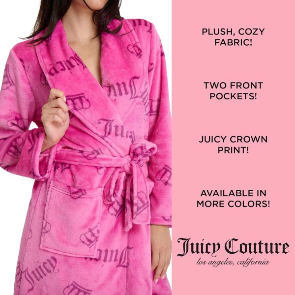 Juicy Couture Women's Super Soft Luxe Plush Shawl Collar Robe-4