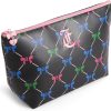 Juicy Couture Black Makeup Bag Cosmetics Organizer Travel Essentials Top Zip Pouch Multi Color Bow couture pronunciation