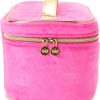 Juicy Couture Hot Pink Makeup Bag Cosmetics Organizer Travel Essentials Train Case Velour Heart Crown pink pony club