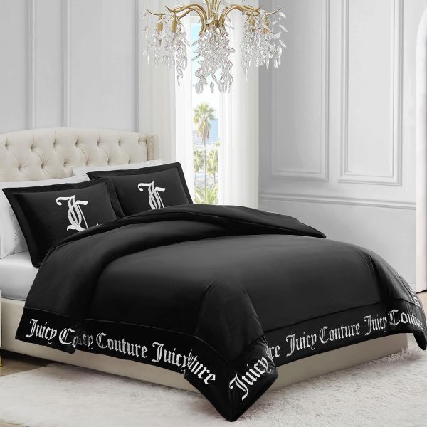 Juicy Couture - Comforter Set - Gothic Design Bedding - Full/Queen - 3 Piece Set Includes (1) 90" x 92" Comforter and (2) 20" x 26" Shams - Wrinkle Resistant - Premium Bedroom Decor - Black-4