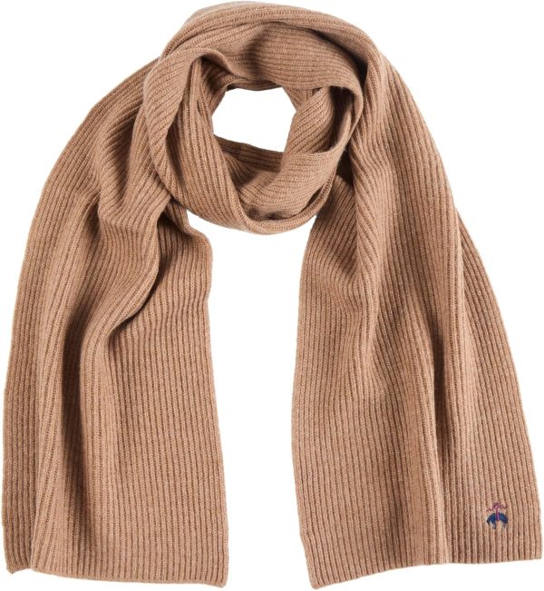 Brooks Brothers Signature Wool and Cashmere Ribbed Knit Scarf for Men - Men's Luxury Winter Scarf, 68-inches x 10-inches signature design
