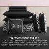 Juicy Couture Modern Black Leopard Satin Queen Comforter Set - Luxury Bed in a Bag – Soft & Stylish 8-Piece Bedding Collection juicy crab