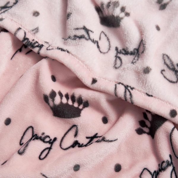 Juicy Couture - Throw Blanket | Crown Royal | Plush and Cozy | Decorative Blankets for Sofas, Chairs and Beds| Luxurious and Soft | Chic Home Decor | Measures 50" x 70" | Blush/Grey-4