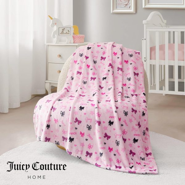 Juicy Couture Baby 40" x 50" Plush Throw, White Leopard Jungle Cozy Nursery, Crib, or Stroller Throw Blanket couture