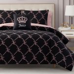 Juicy Couture Black Link Logo Printed Comforter Set, Queen – Complete 8-Piece Bed in a Bag Collection-0