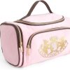 Juicy Couture Pink Makeup Bag Cosmetics Organizer Travel Essentials Duffel Velour Gold Terrier Dog Rhinestone Crown makeup brush