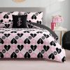 Juicy Couture Plush Reversible Queen Heart Logo 4-Piece King Comforter Set with Decorative Pillow, Pink plush