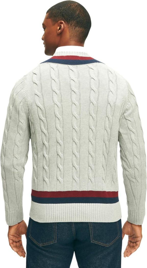 Brooks Brothers Men's Long Sleeve V-Neck Supima Cotton Half-Zip Tennis Sweater, Grey, Medium menards