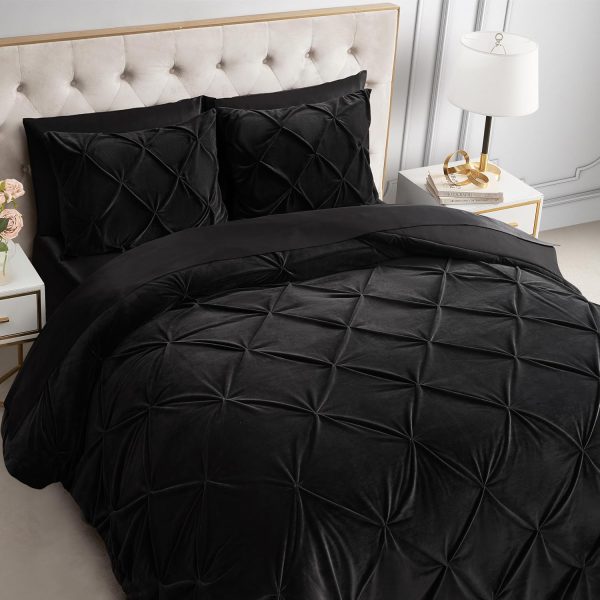 Juicy Couture Kiss Pleat Plush Micromink Black Full/Queen Comforter Set - Cozy 3 Piece Bedding Ensemble-2
