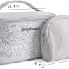 Juicy Couture Silver Makeup Bag Cosmetics Organizer Travel Essentials Train Case Coin Purse Glitter Rhinestone Velour-4