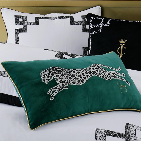 Juicy Couture – Decorative Accent Pillow | Soft Velvet Leopard | Premium Reversible Throw Pillow | Living Room and Bedroom Décor | Measures 14" x 24"| Cheetah on Emerald Green-4