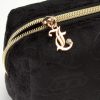 Juicy Couture Black Makeup Bag Cosmetics Organizer Travel Essentials Zip Top Wedge Velour Heart Crown-4