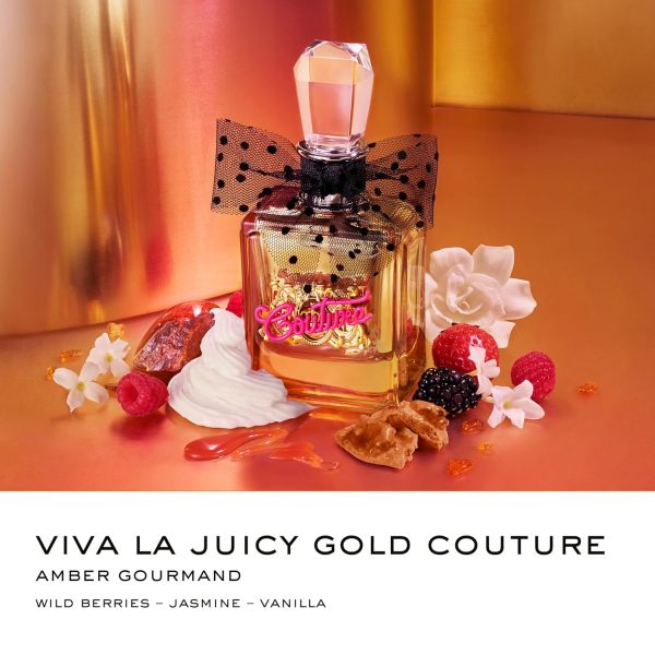 Juicy Couture Viva La Juicy Gold Eau De Parfum, Women's Perfume with Notes of Luscious Berry, Jasmine Sambac & Vanilla Cream - Fruity & Sweet, Gift for Her lark