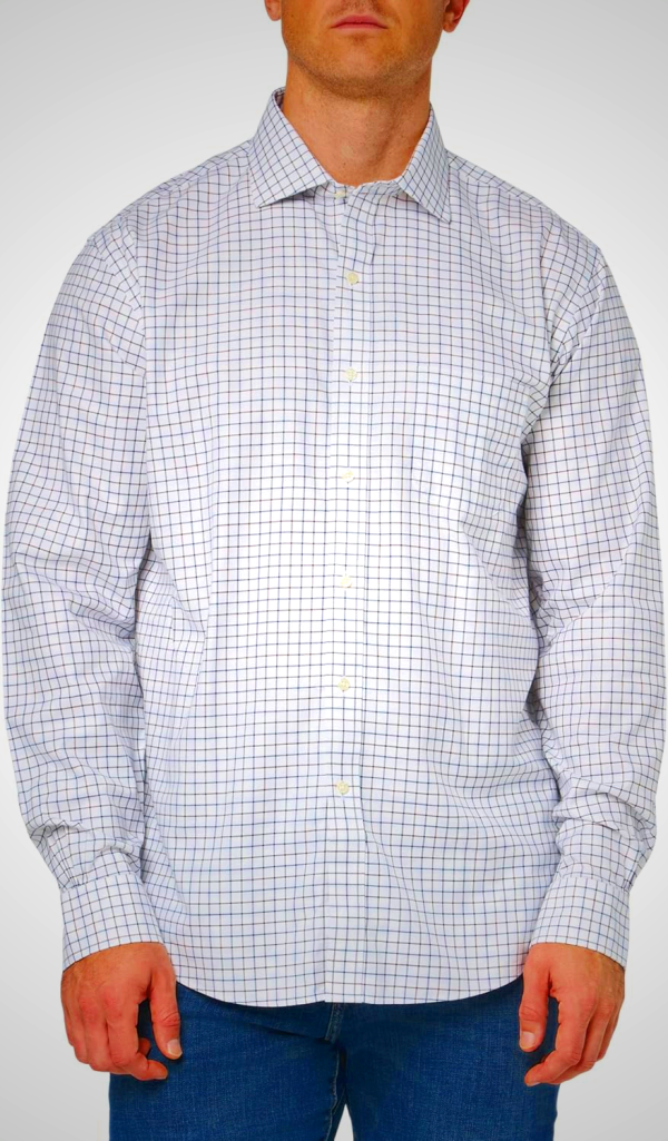 Brooks Brothers Mens Stretch Supima Cotton Non-Iron Herringbone English Collar Long Sleeve Dress Shirt