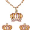 Juicy Couture Necklace and Crown Stud Earrings for Women with Pink Crystals, Gold Tone Jewelry Set couture meaning