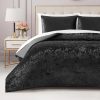 Juicy Couture Crushed Velvet Queen Comforter and Sham Set, 3-Piece Full/Queen Bedding Set - (1) 90"x90" Comforter and (2) 20"x26" Sham - Black juicy juice