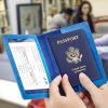 Eoehro Unisex-Adult Passport and Vaccine Card Holder Combo, Sky Blue, Faux Leather, RFID Protected passport appointment