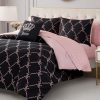 Juicy Couture Black Link Logo Printed Comforter Set, Queen – Complete 8-Piece Bed in a Bag Collection-2