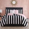 Juicy Couture Cabana Stripe Reversible Bedding Set - Queen Size - Black and White Stripe Print – 6 Piece Set – Includes 1 90" x 90" Comforter, 3 Decorative Pillows, 2 Shams-1