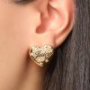 Juicy Couture Logo Heart Stud Earrings for Women with Stone Embellishments, Rhodium or Gold-Tone Heart Earrings, Juicy Gifts couture pronunciation