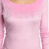 Juicy Couture Women's 2 Piece Velvet Fleece Long Sleeve Scoop Neck Fitted Top and Pants Lounge Sleepwear Set couture women s