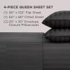 Juicy Couture Royal Dreams Queen Sateen 4 Piece Sheet Set - 100% Cotton Luxury Bed Sheets, Jet Black-1