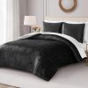 Juicy Couture Crushed Velvet Queen Comforter and Sham Set, 3-Piece Full/Queen Bedding Set - (1) 90"x90" Comforter and (2) 20"x26" Sham - Black-4