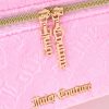 Juicy Couture Blue Makeup Bag Cosmetics Organizer Travel Essentials Train Case Velour Heart Logo couture pronunciation