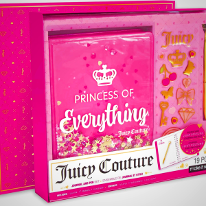 Make It Real Juicy Couture Boxed Journal Pen Set - Princess of Everything, Pink & Gold Glitter, w/Pen & Stickers, Diary for Girls Kids Tweens Teens