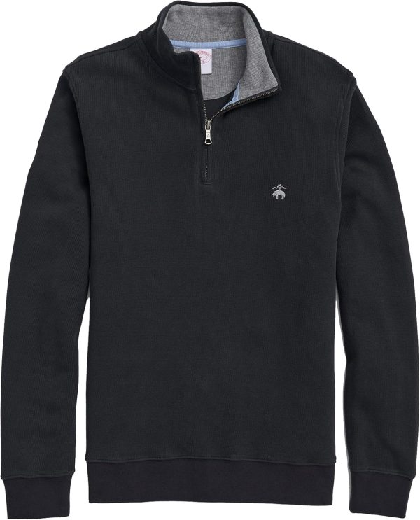 Brooks Brothers mens Ribbed French Terry Half-zip Long Sleeve Sweatshirt-3