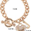 Juicy Couture Bracelet 7-7.5", Goldtone Heart Charm and Toggle Bracelets for Women, Juicy Jewelry-3
