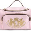 Juicy Couture Pink Makeup Bag Cosmetics Organizer Travel Essentials Duffel Velour Gold Terrier Dog Rhinestone Crown pinko