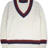 Brooks Brothers Mens Preppy Striped Wool V-Neck Sweatshirt Sweater, striped jack