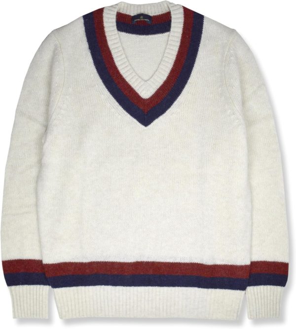 Brooks Brothers Mens Preppy Striped Wool V-Neck Sweatshirt Sweater, striped jack