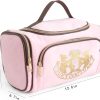 Juicy Couture Pink Makeup Bag Cosmetics Organizer Travel Essentials Duffel Velour Gold Terrier Dog Rhinestone Crown veloursleder