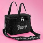 Juicy Couture Chill Couture Lunch Tote Bag With Adjustable Strap, Black Debossed Leopard Velour with Silver Juicy Rhinestones - Women's Lunch Box Bag for Work, School, Travel-0