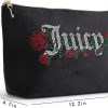 Juicy Couture Black Makeup Bag Cosmetics Organizer Travel Essentials Top Zip Pouch Velour Rhinestone Roses-4