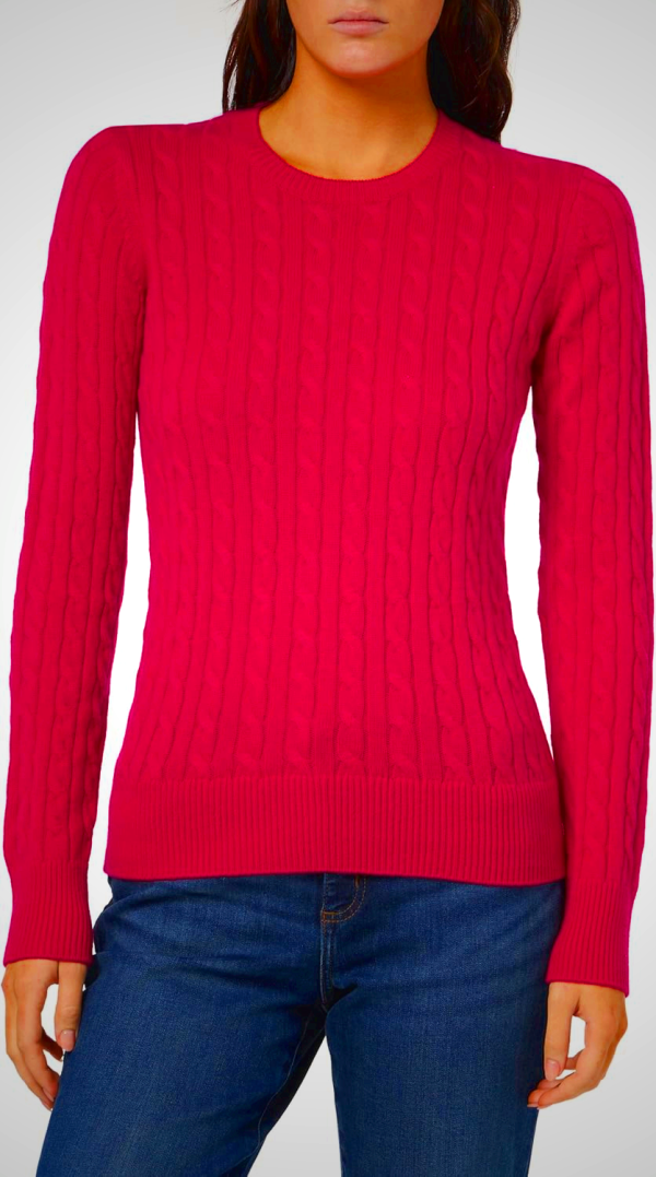 Brooks Brothers Womens Cashmere Wool Cable Crewneck Sweater