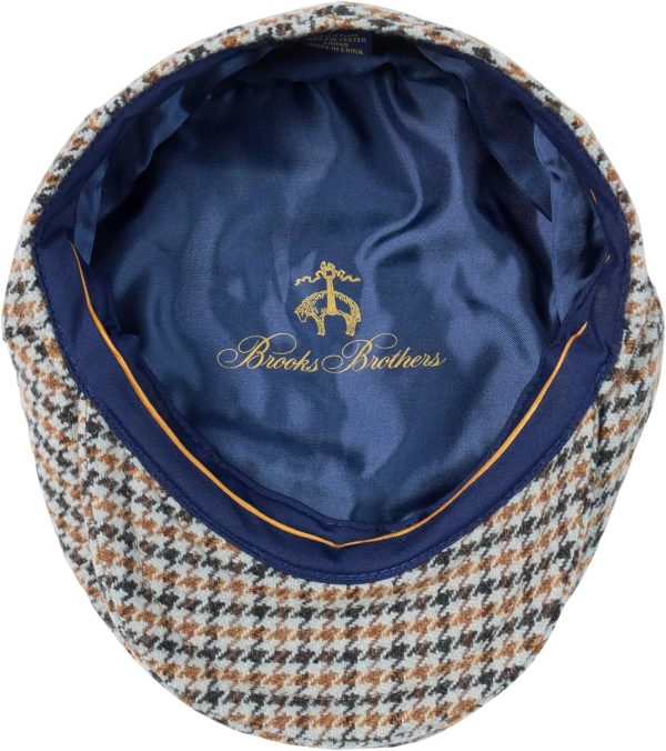 Brooks Brothers Wool Blend Plaid Driving Cap with Logo Lining - Men's Woven Classic Ivy Hat wool scarf