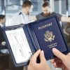 Passport and Vaccine Card Holder Combo, Passport Holder with Vaccine Card Slot, Passport Wallet, Passport Cover, Passport Case, Passport Holder for Women and Men(AB-Dark blue) vaccine record