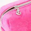 Juicy Couture Hot Pink Makeup Bag Cosmetics Organizer Travel Essentials Zip Top Wedge Velour Heart Crown couture font