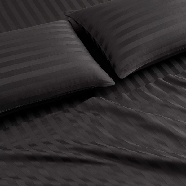 Juicy Couture Royal Dreams Queen Sateen 4 Piece Sheet Set - 100% Cotton Luxury Bed Sheets, Jet Black-4
