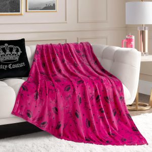 Juicy Couture Luxurious Throw Blanket for Couch - 50” x 70” Inches - Crown Royal Blanket - Plush & Cozy Throw Blanket - Decorative Blankets for Sofas, Throws for Chairs, and Beds – Hot Pink-0