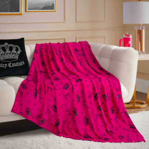 Juicy Couture Luxurious Throw Blanket for Couch - 50” x 70” Inches - Regent Leopard Print Blanket - Plush & Cozy Throw Blanket - Decorative Blankets for Sofas, Throws for Chairs, and Beds – Pink