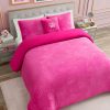 Juicy Couture Plush Reversible Embossed Crown 4-Piece Full/Queen Comforter Set with Decorative Pillow, Hot Pink-4