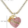 Juicy Couture Clear and Pink Pave Crystal Heart Tennis Necklace 16"+2", Heart Jewelry, Juicy Gifts juicy